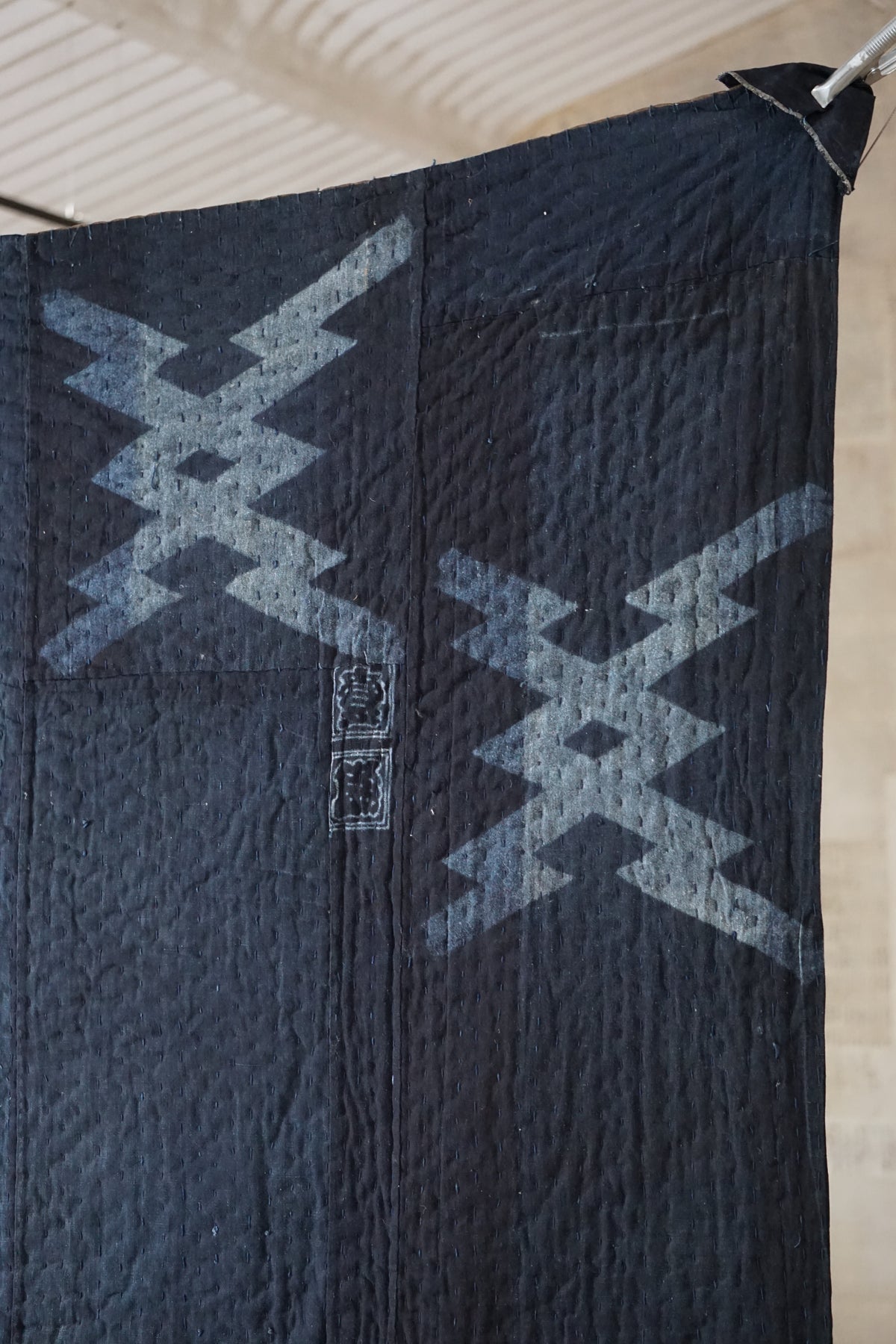 Solid Indigo Antique Thick Japanese Boro Textile, Early 20C