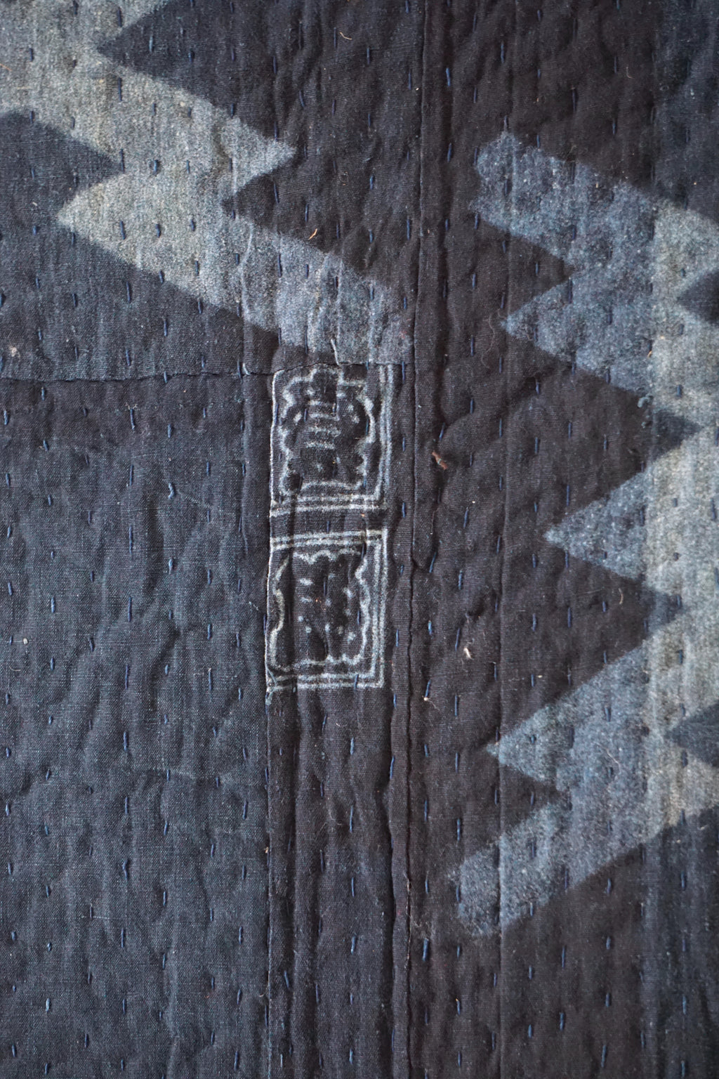 Solid Indigo Antique Thick Japanese Boro Textile, Early 20C