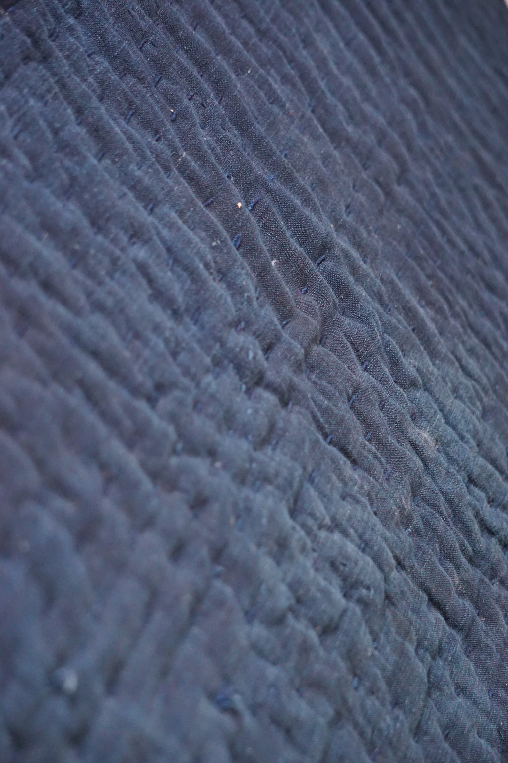 Solid Indigo Antique Thick Japanese Boro Textile, Early 20C