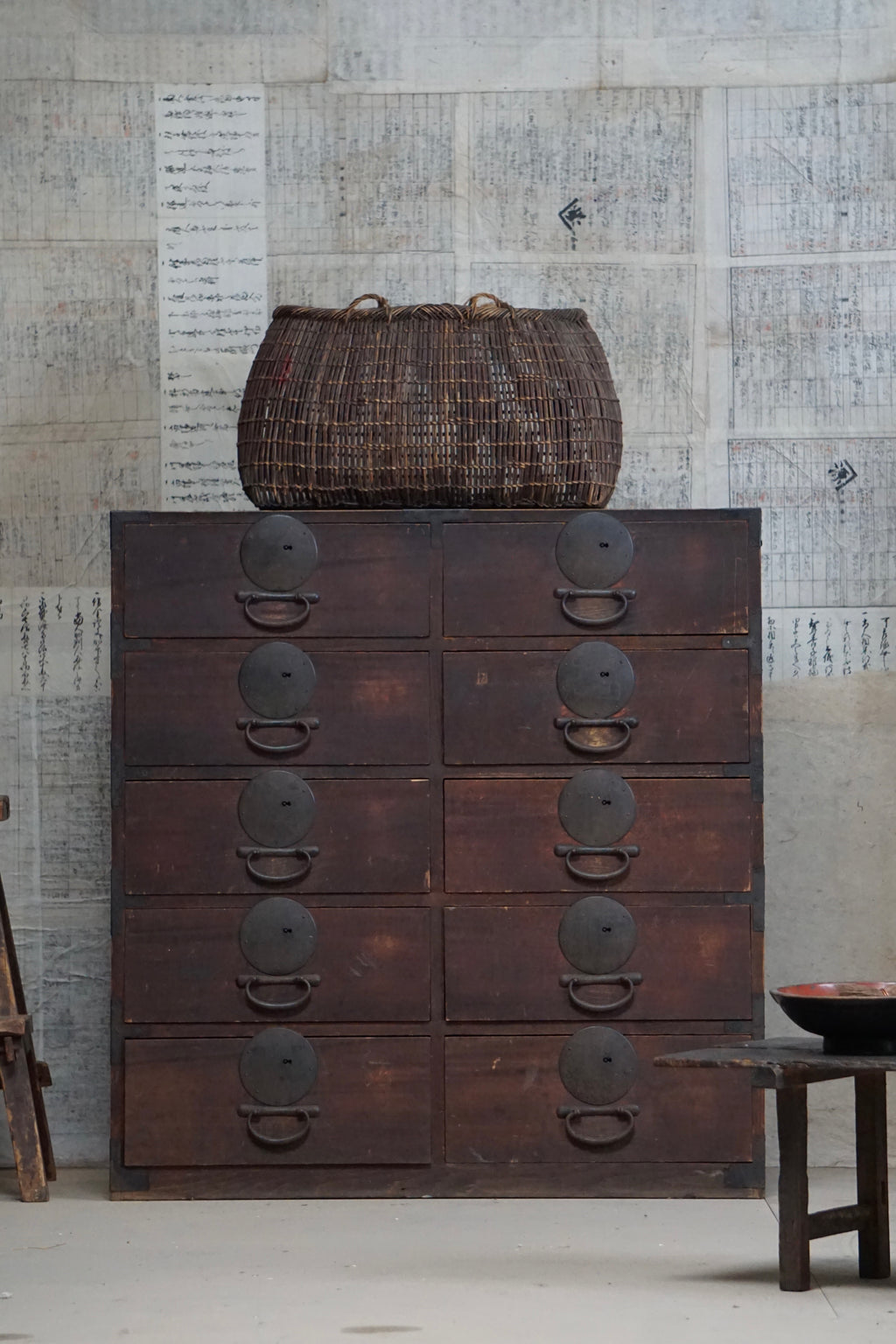 Early 20C Antique Japanese Ten-Drawer Document Tansu Chest