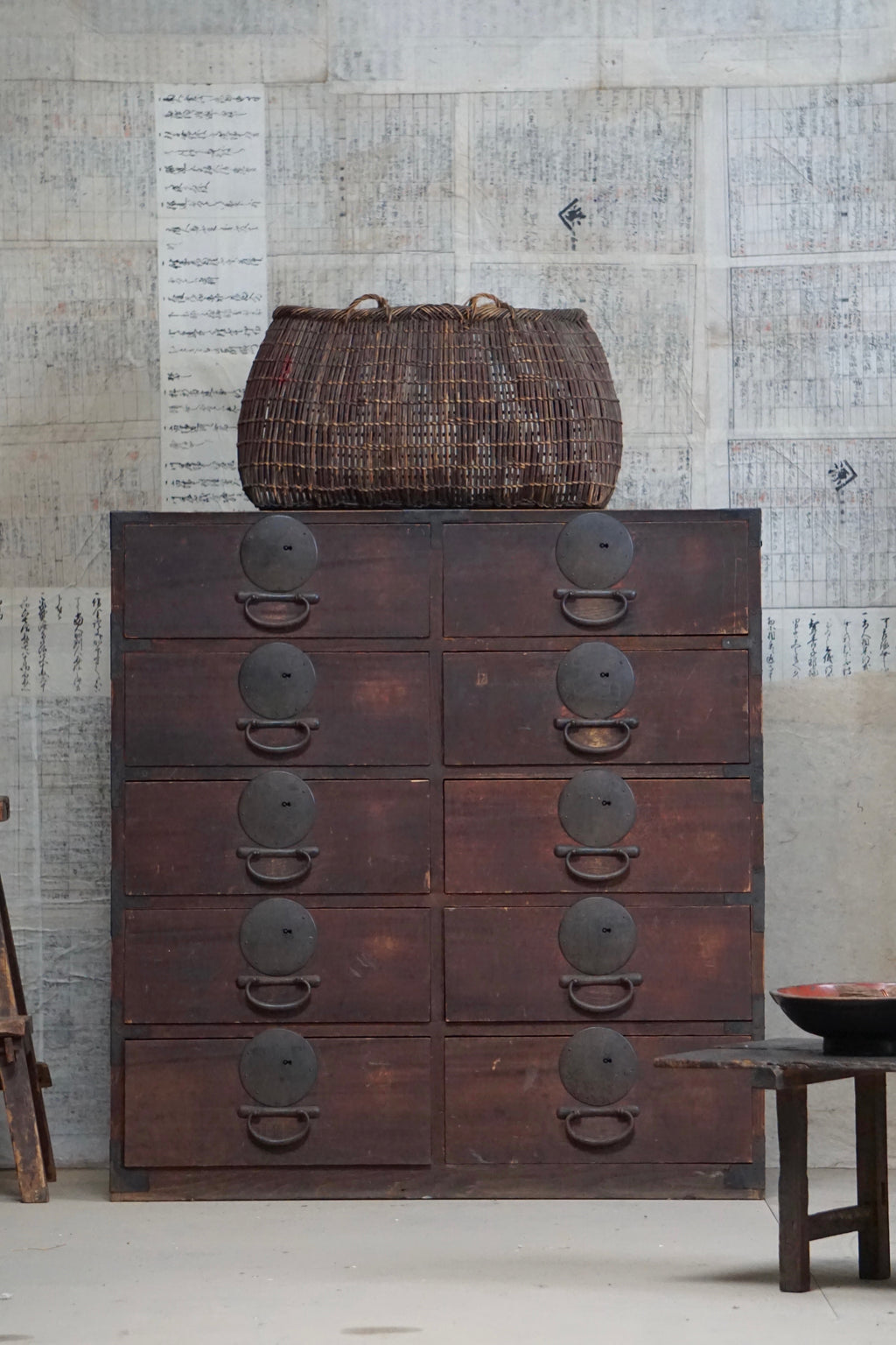 Early 20C Antique Japanese Ten-Drawer Document Tansu Chest