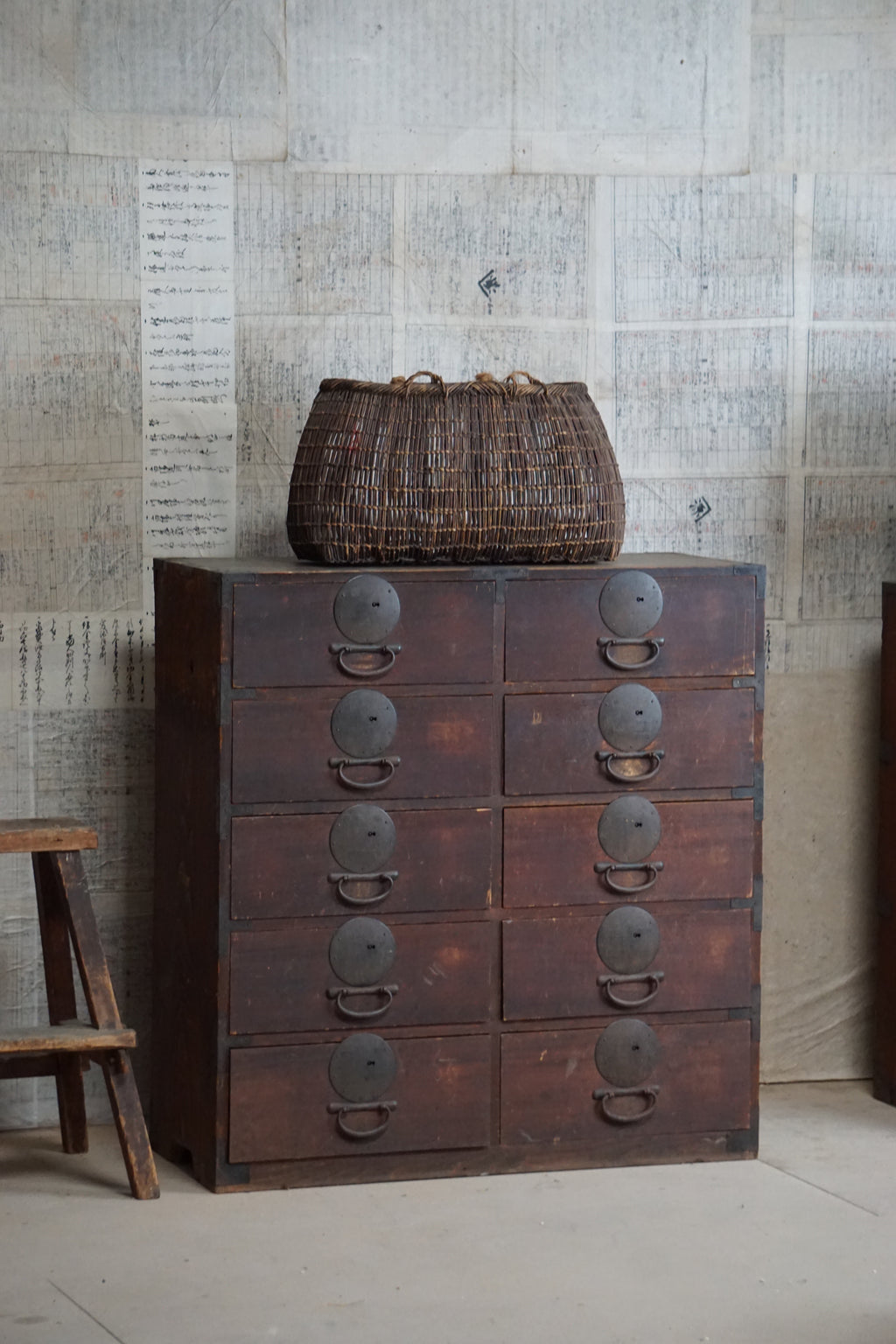 Early 20C Antique Japanese Ten-Drawer Document Tansu Chest