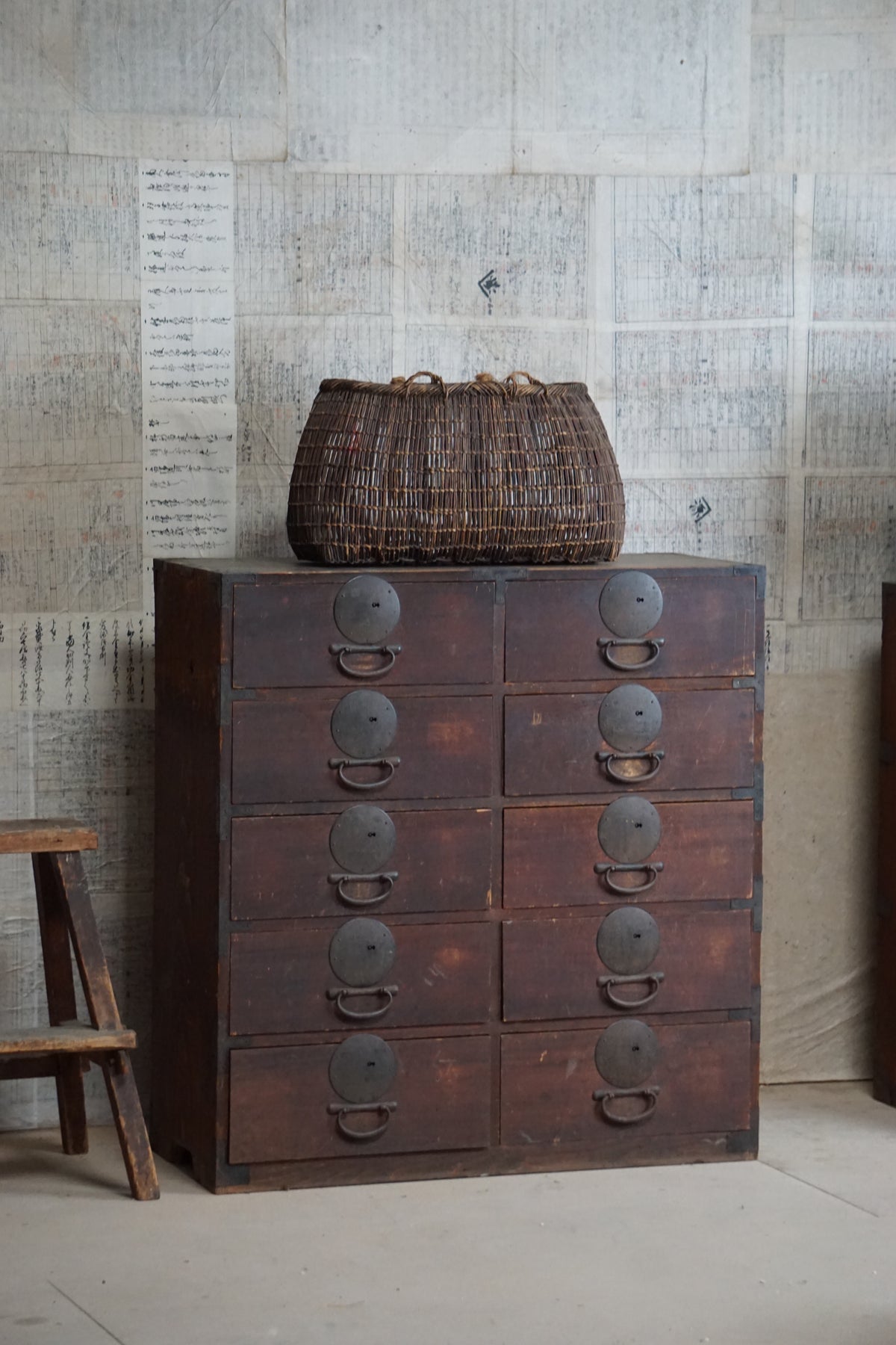 Early 20C Antique Japanese Ten-Drawer Document Tansu Chest