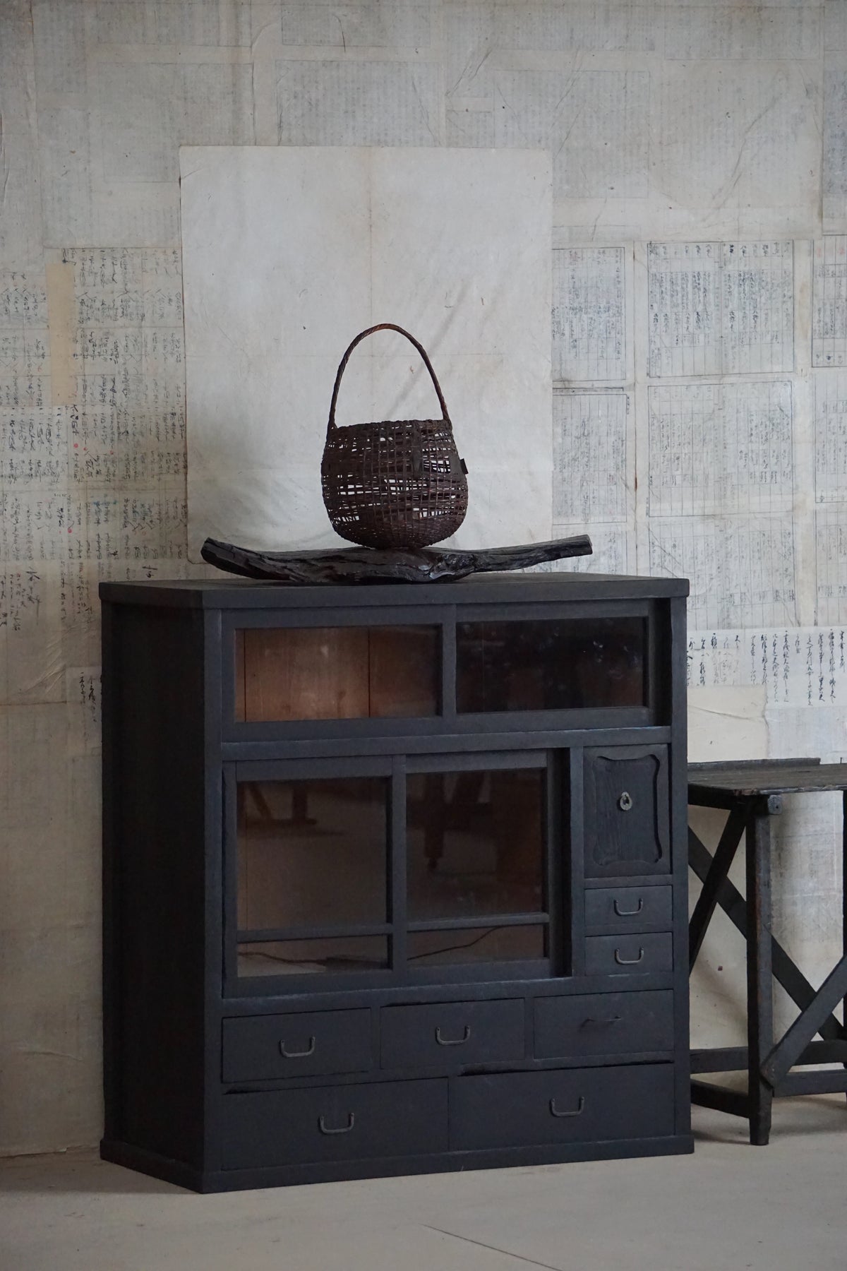 Antique Ebonised Japanese Mizuya Tansu Cabinet