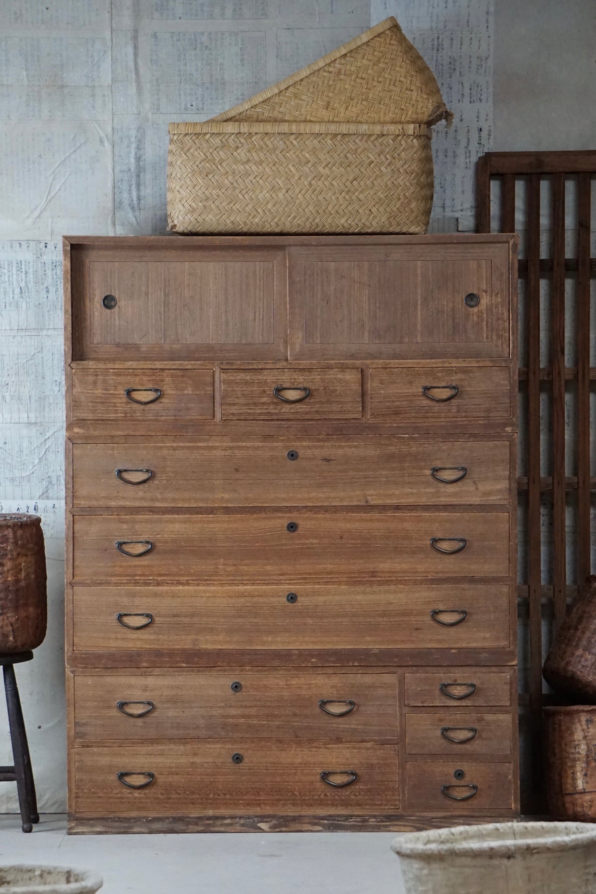 Mid 20C Vintage Japanese 3-Tier Tansu Chest