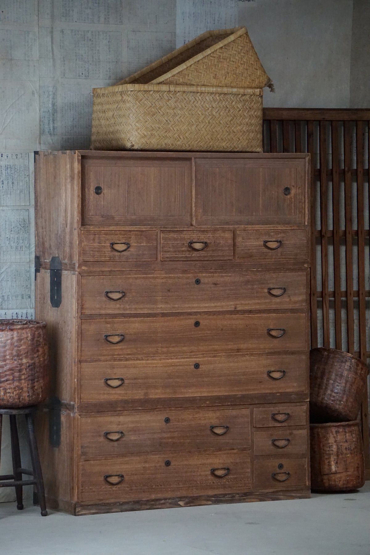 Mid 20C Vintage Japanese 3-Tier Tansu Chest