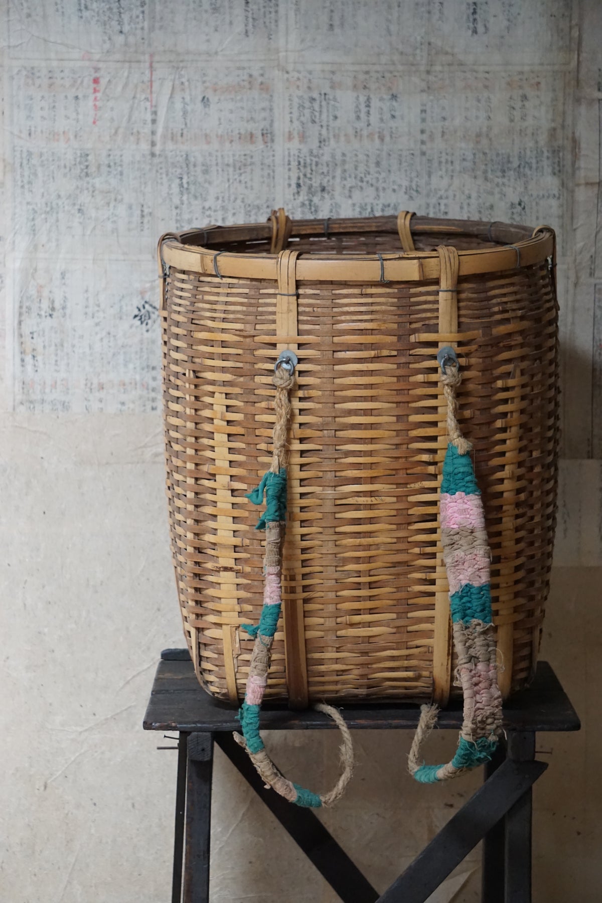 Antique Bamboo Backpack Basket – Woven Oiko Carrying Vessel