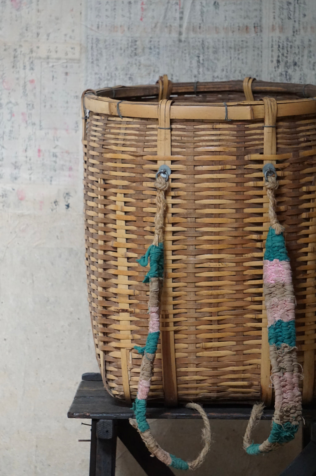 Antique Bamboo Backpack Basket – Woven Oiko Carrying Vessel
