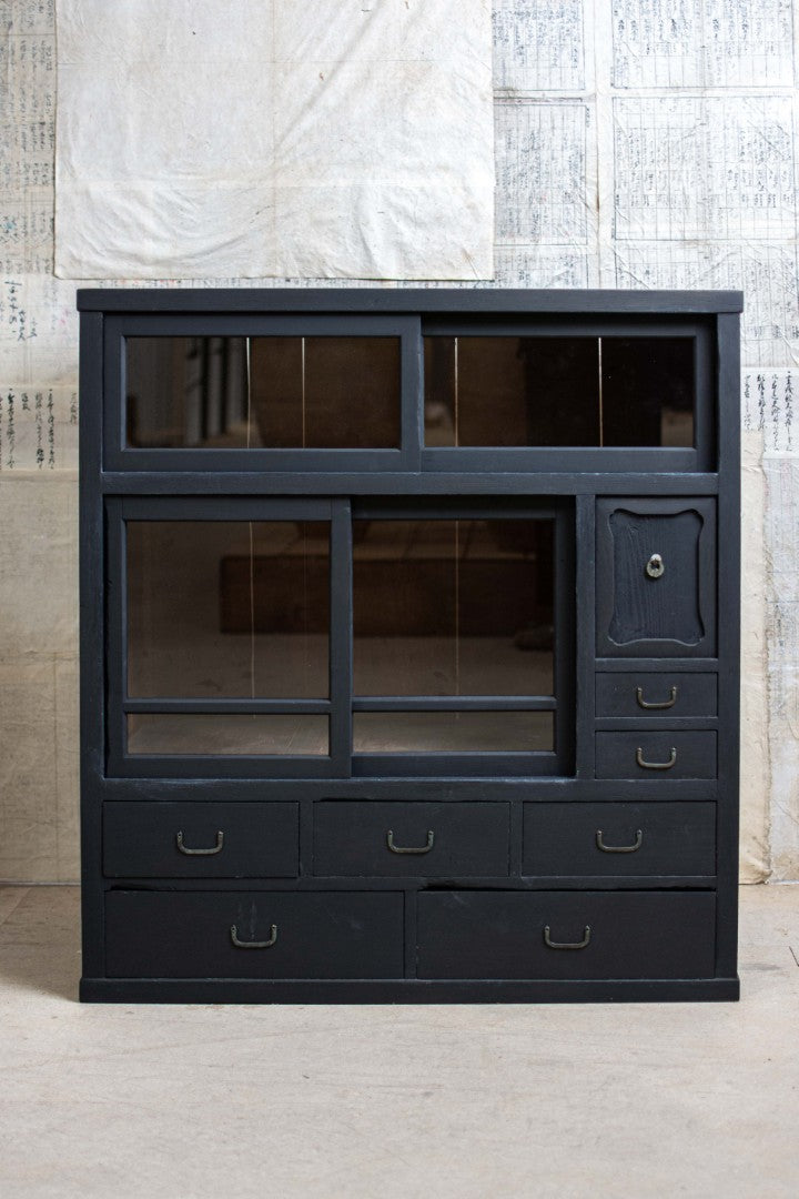 Antique Ebonised Japanese Mizuya Tansu Cabinet