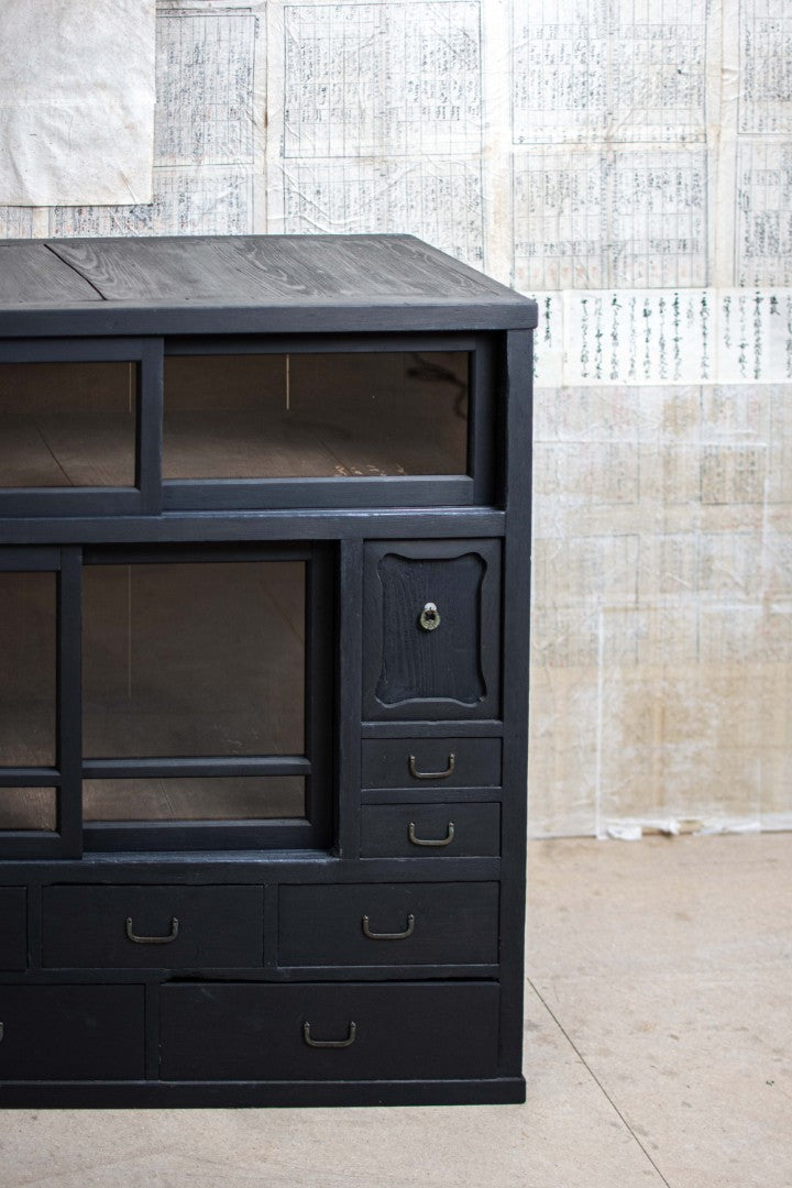 Antique Ebonised Japanese Mizuya Tansu Cabinet