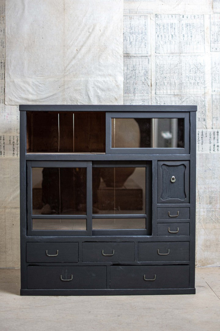 Antique Ebonised Japanese Mizuya Tansu Cabinet