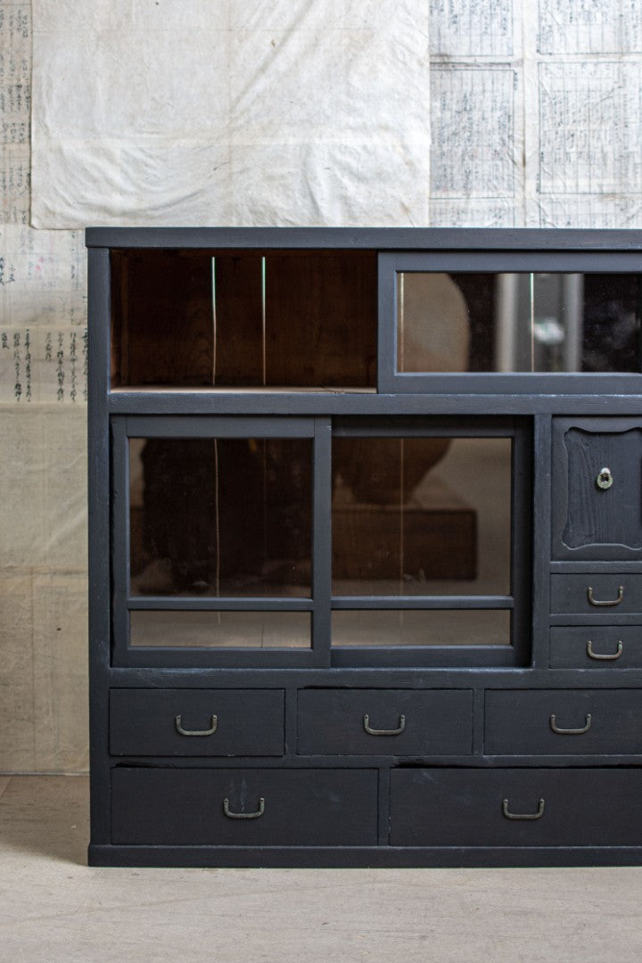 Antique Ebonised Japanese Mizuya Tansu Cabinet