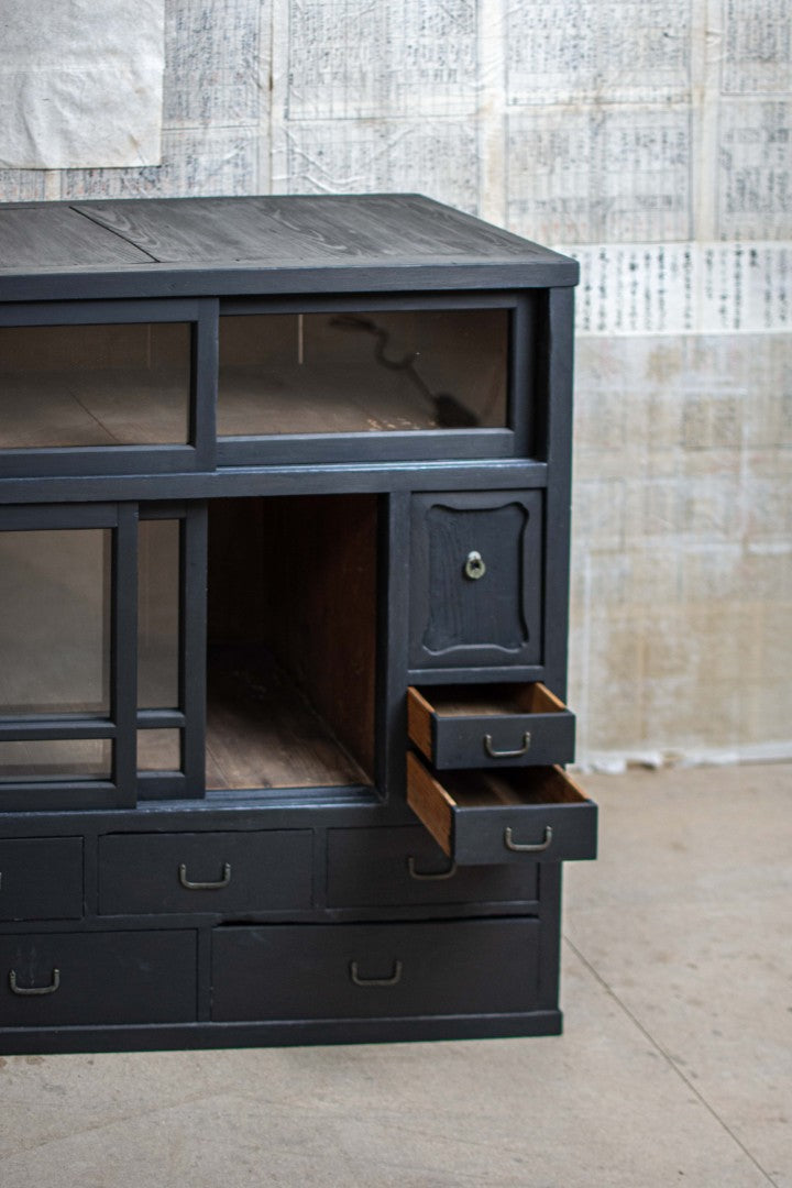 Antique Ebonised Japanese Mizuya Tansu Cabinet