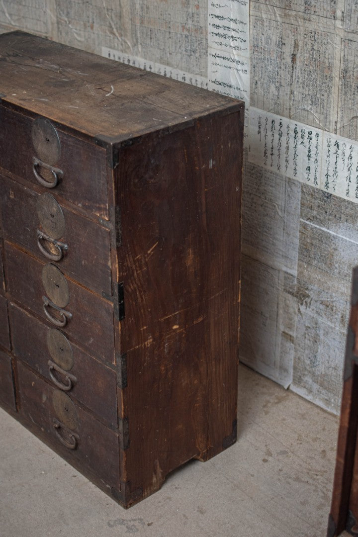 Early 20C Antique Japanese Ten-Drawer Document Tansu Chest