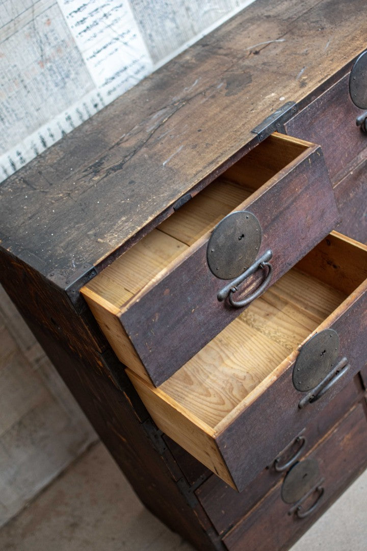 Early 20C Antique Japanese Ten-Drawer Document Tansu Chest