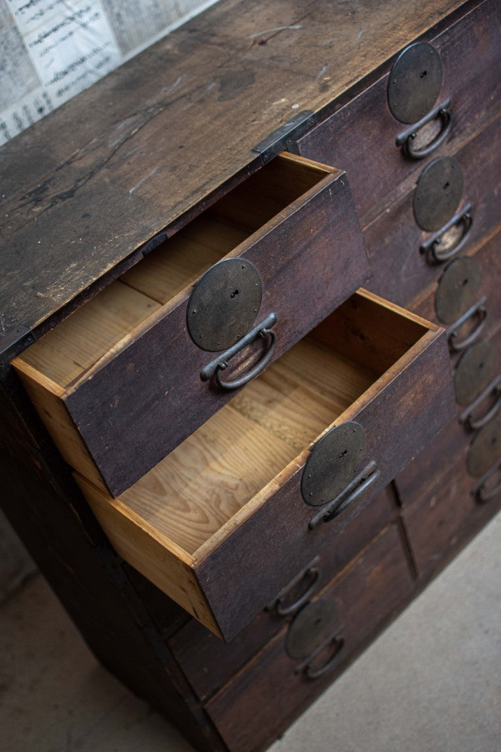 Early 20C Antique Japanese Ten-Drawer Document Tansu Chest