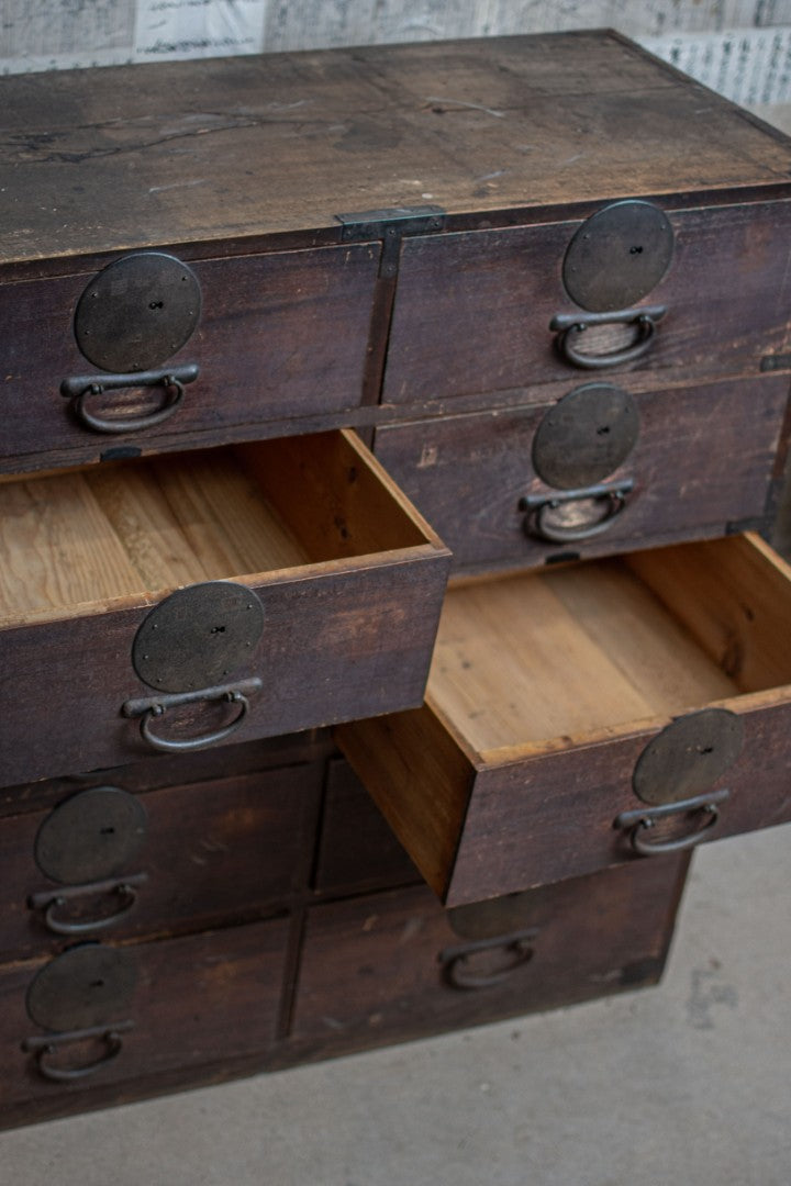Early 20C Antique Japanese Ten-Drawer Document Tansu Chest