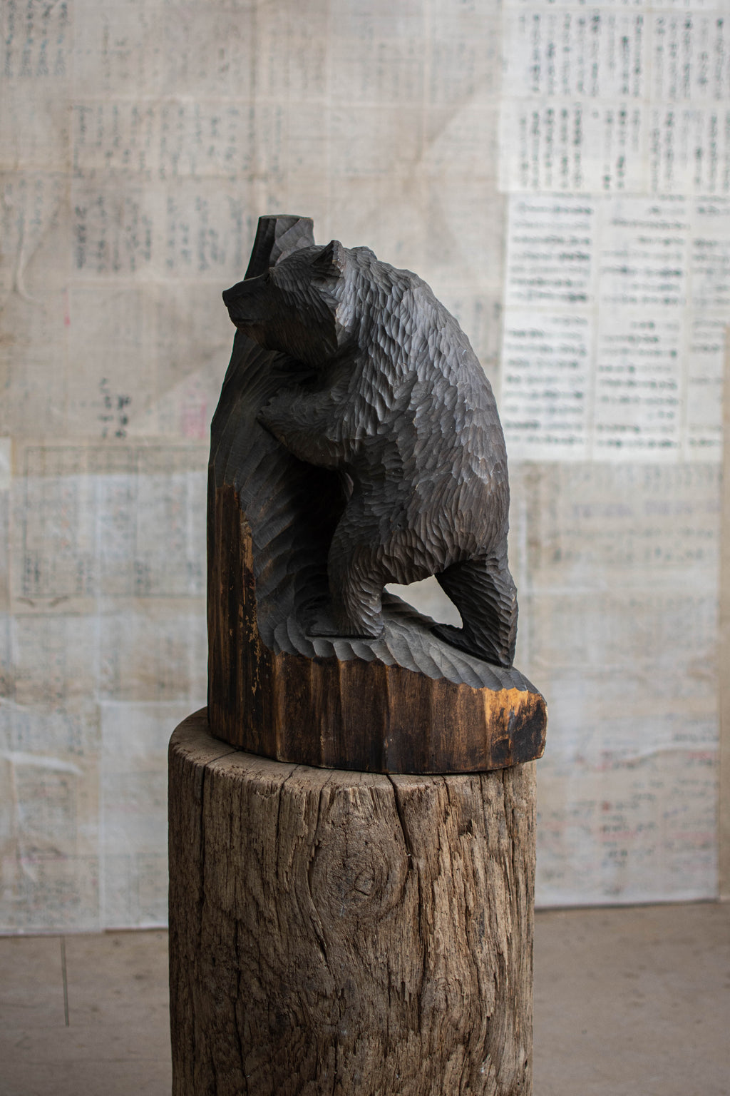 Hand-Carved Ainu Wooden Bear Figurine (Kibori Kuma)