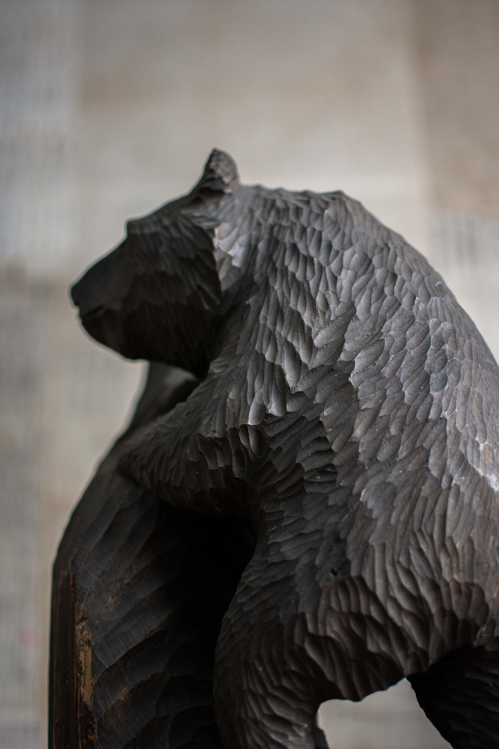 Hand-Carved Ainu Wooden Bear Figurine (Kibori Kuma)