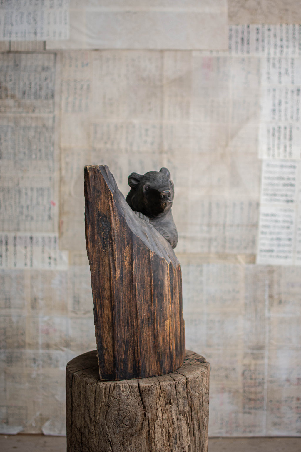 Hand-Carved Ainu Wooden Bear Figurine (Kibori Kuma)