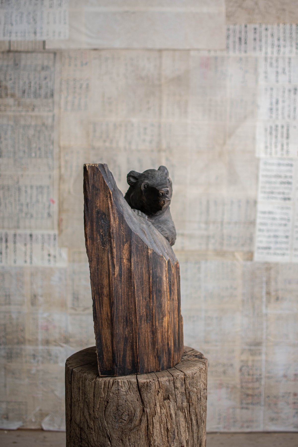 Hand-Carved Ainu Wooden Bear Figurine (Kibori Kuma)
