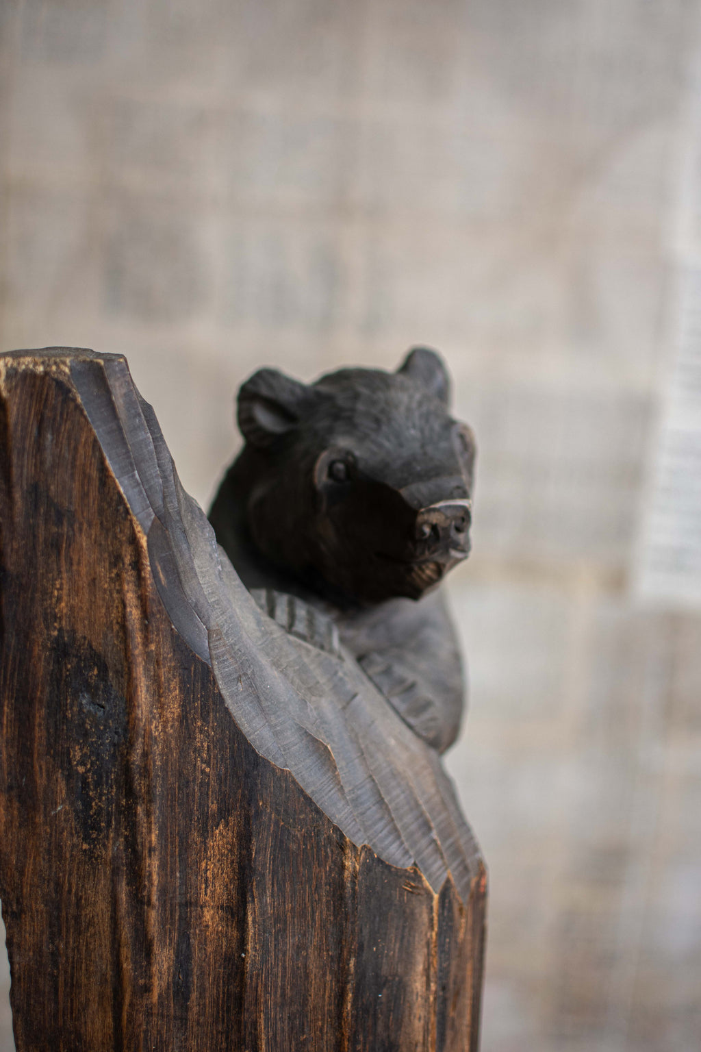 Hand-Carved Ainu Wooden Bear Figurine (Kibori Kuma)