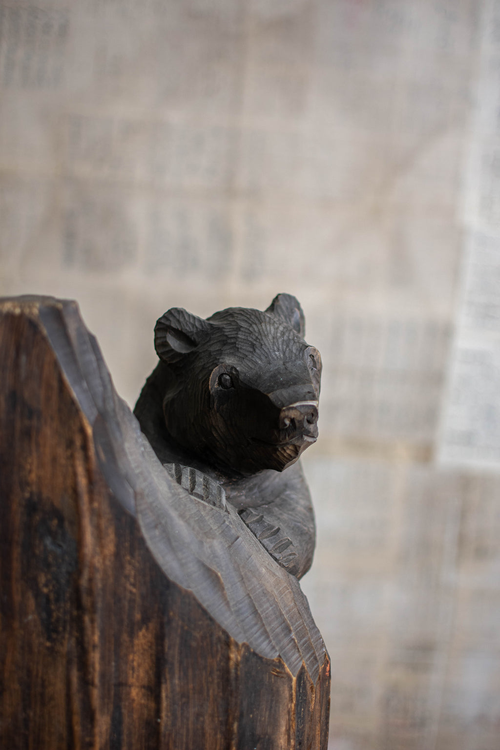 Hand-Carved Ainu Wooden Bear Figurine (Kibori Kuma)