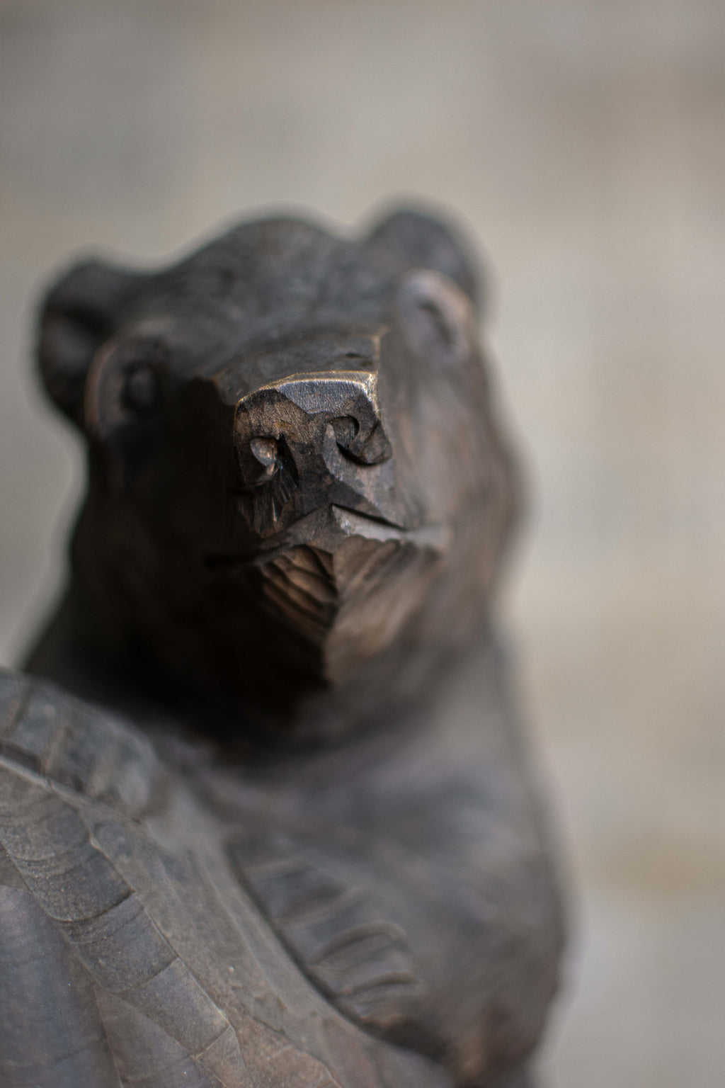 Hand-Carved Ainu Wooden Bear Figurine (Kibori Kuma)