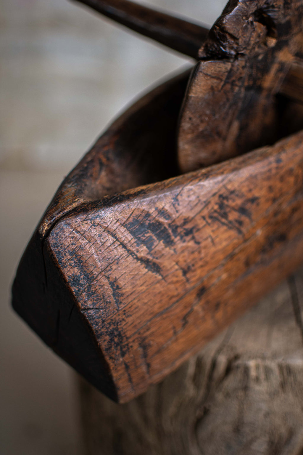 Antique Meiji-Era Wooden Yagen (Apothecary Grinder)