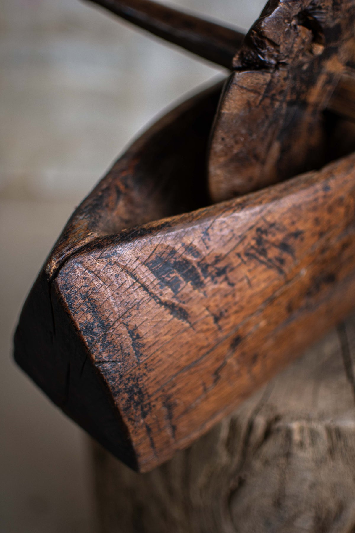 Antique Meiji-Era Wooden Yagen (Apothecary Grinder)
