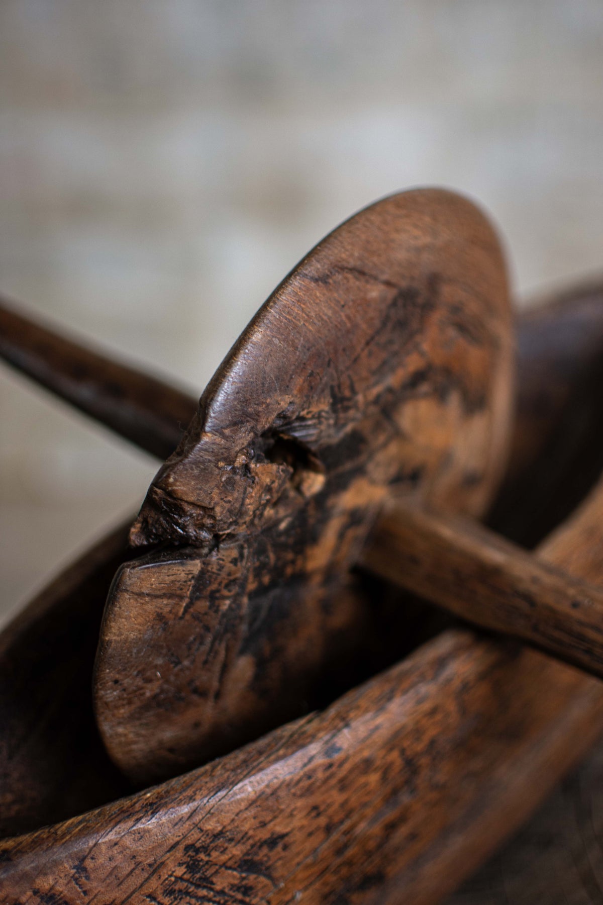 Antique Meiji-Era Wooden Yagen (Apothecary Grinder)