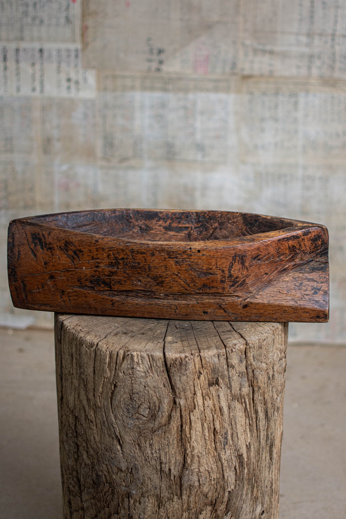 Antique Meiji-Era Wooden Yagen (Apothecary Grinder)