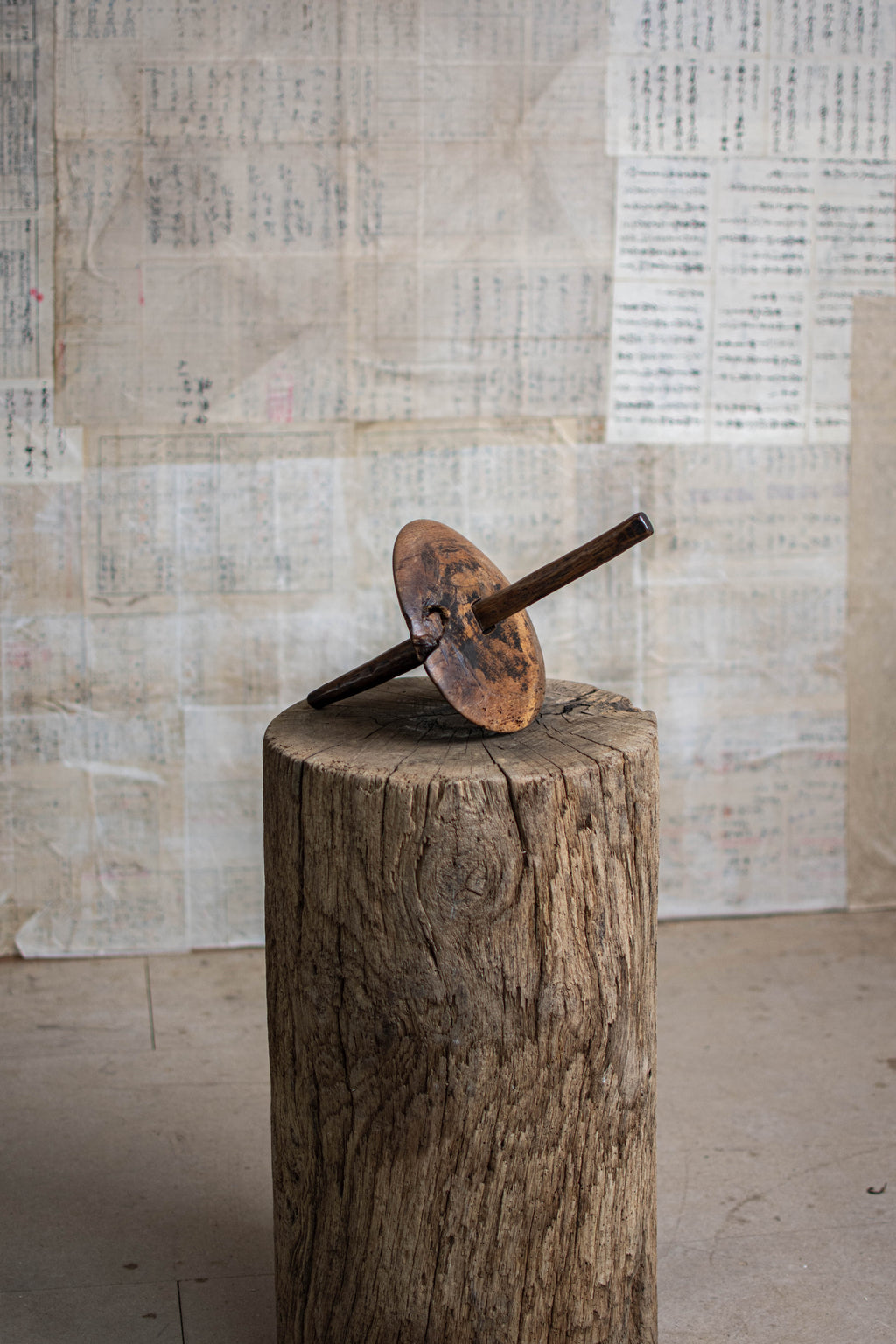 Antique Meiji-Era Wooden Yagen (Apothecary Grinder)