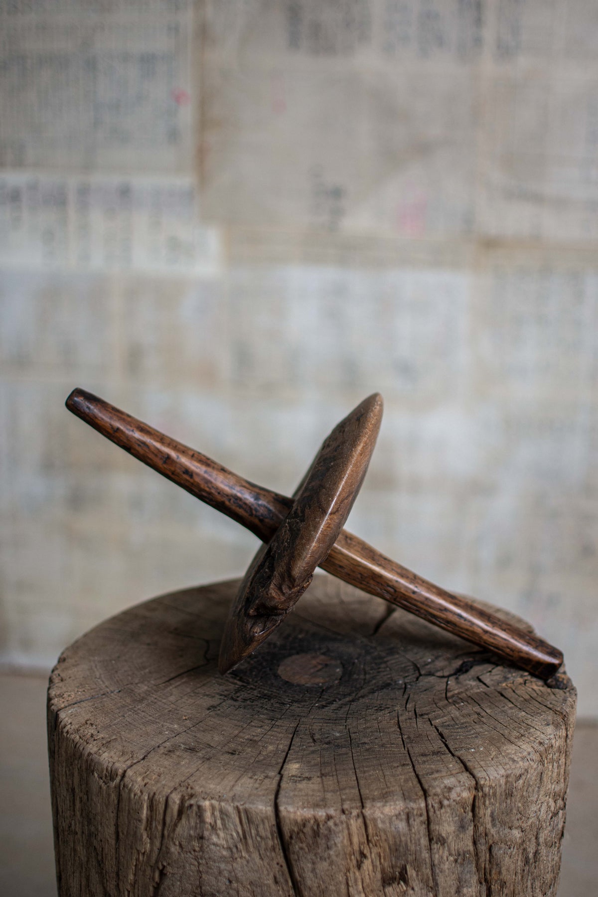 Antique Meiji-Era Wooden Yagen (Apothecary Grinder)