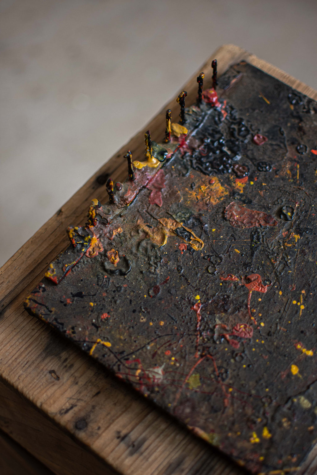 SPECIAL! Antique Meiji-Era Urushi Lacquer Artisan's Mixing Board (Urushi-Bana)