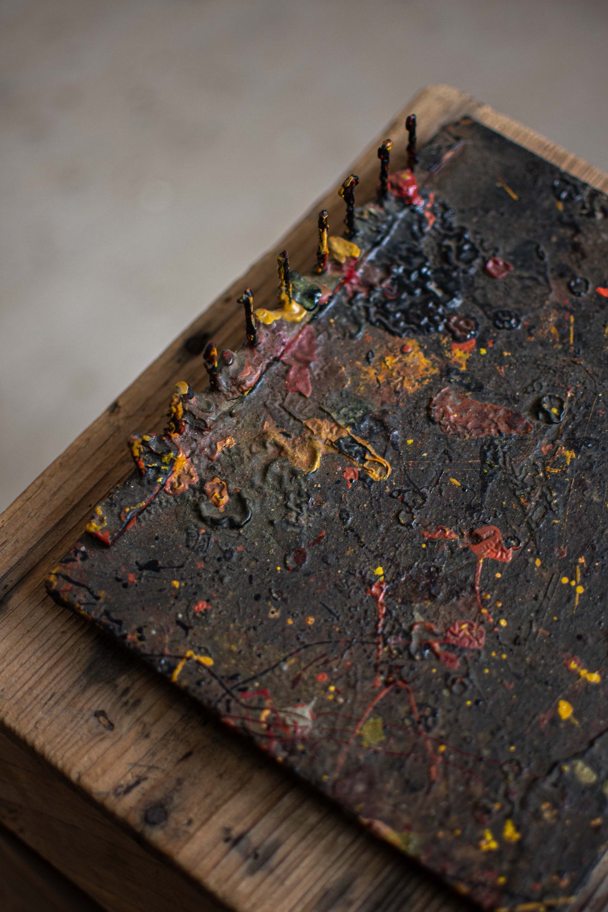 SPECIAL! Antique Meiji-Era Urushi Lacquer Artisan's Mixing Board (Urushi-Bana)