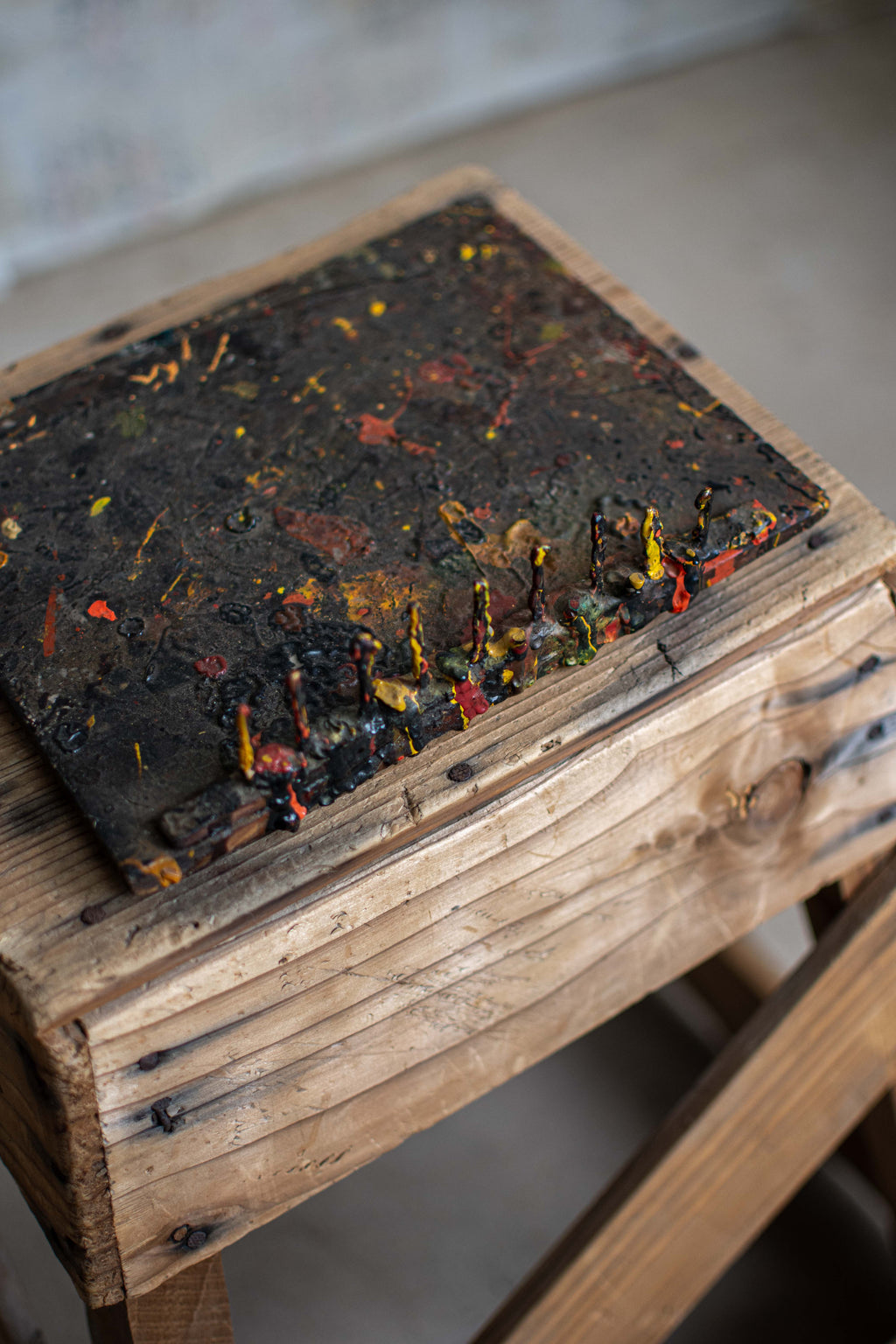 SPECIAL! Antique Meiji-Era Urushi Lacquer Artisan's Mixing Board (Urushi-Bana)