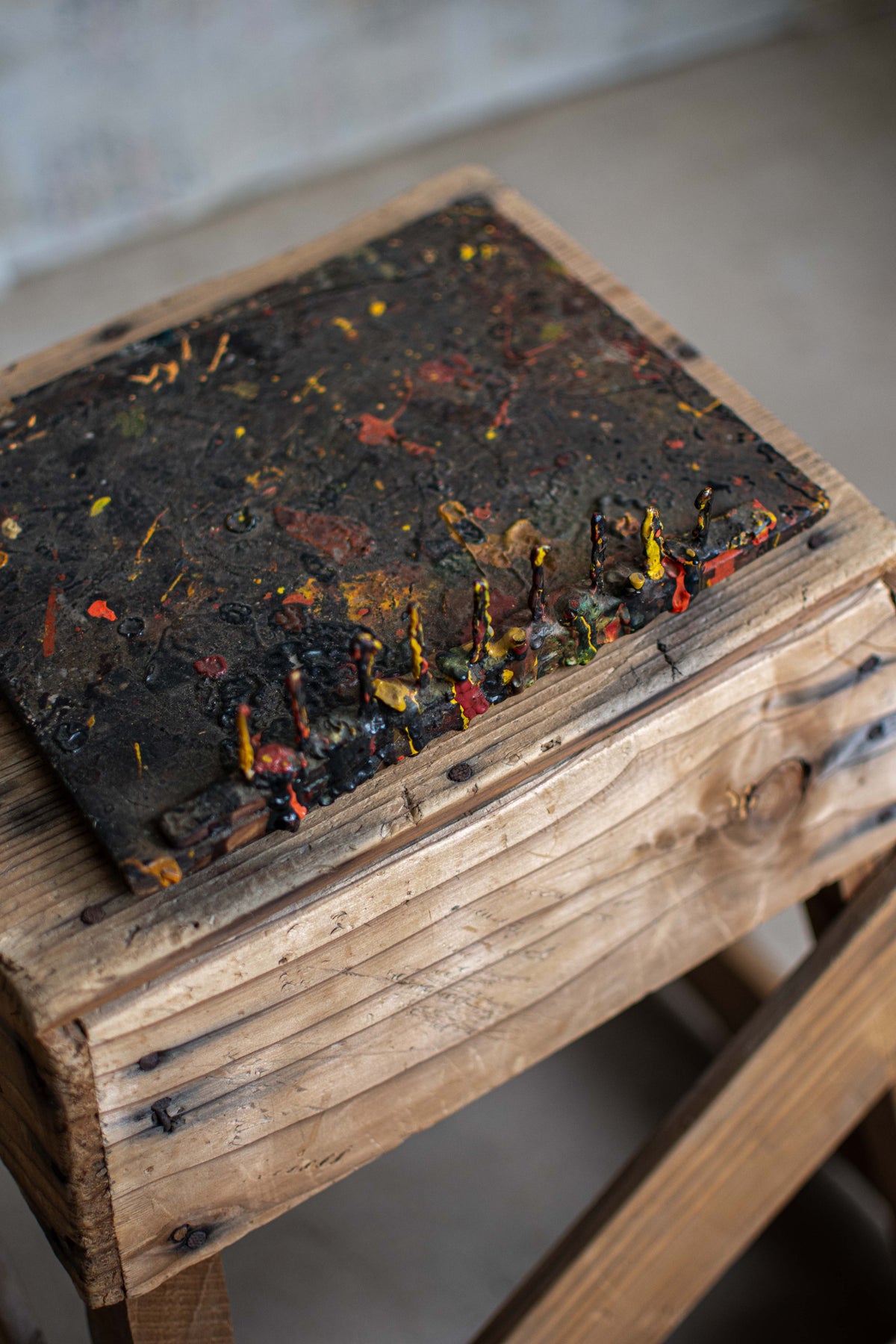 SPECIAL! Antique Meiji-Era Urushi Lacquer Artisan's Mixing Board (Urushi-Bana)
