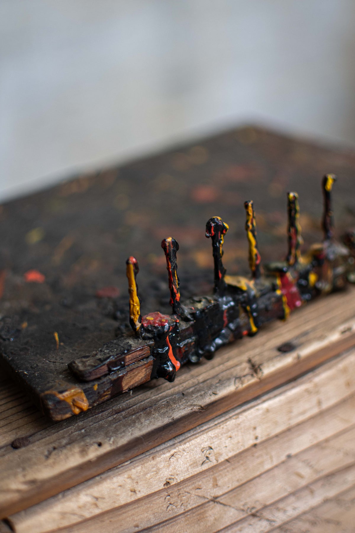 SPECIAL! Antique Meiji-Era Urushi Lacquer Artisan's Mixing Board (Urushi-Bana)