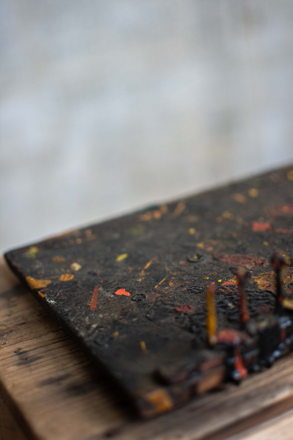 SPECIAL! Antique Meiji-Era Urushi Lacquer Artisan's Mixing Board (Urushi-Bana)