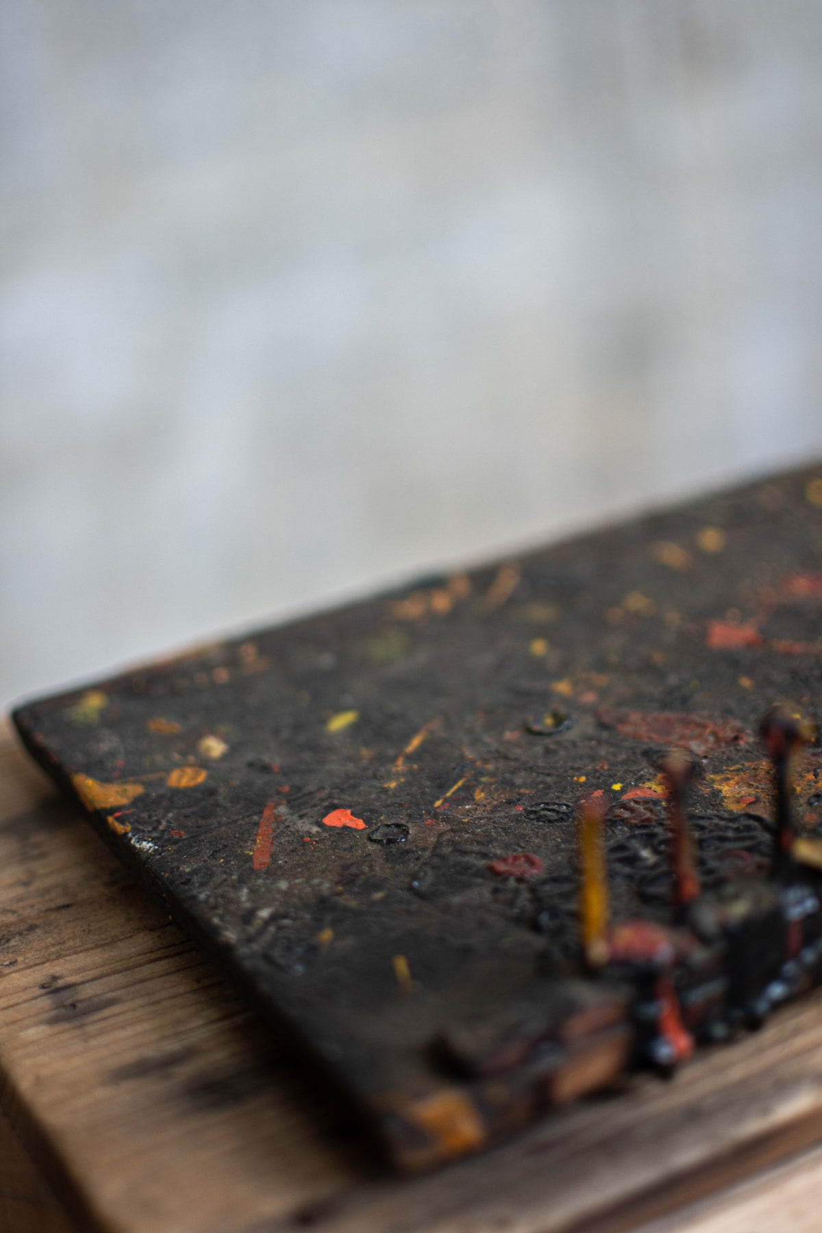 SPECIAL! Antique Meiji-Era Urushi Lacquer Artisan's Mixing Board (Urushi-Bana)