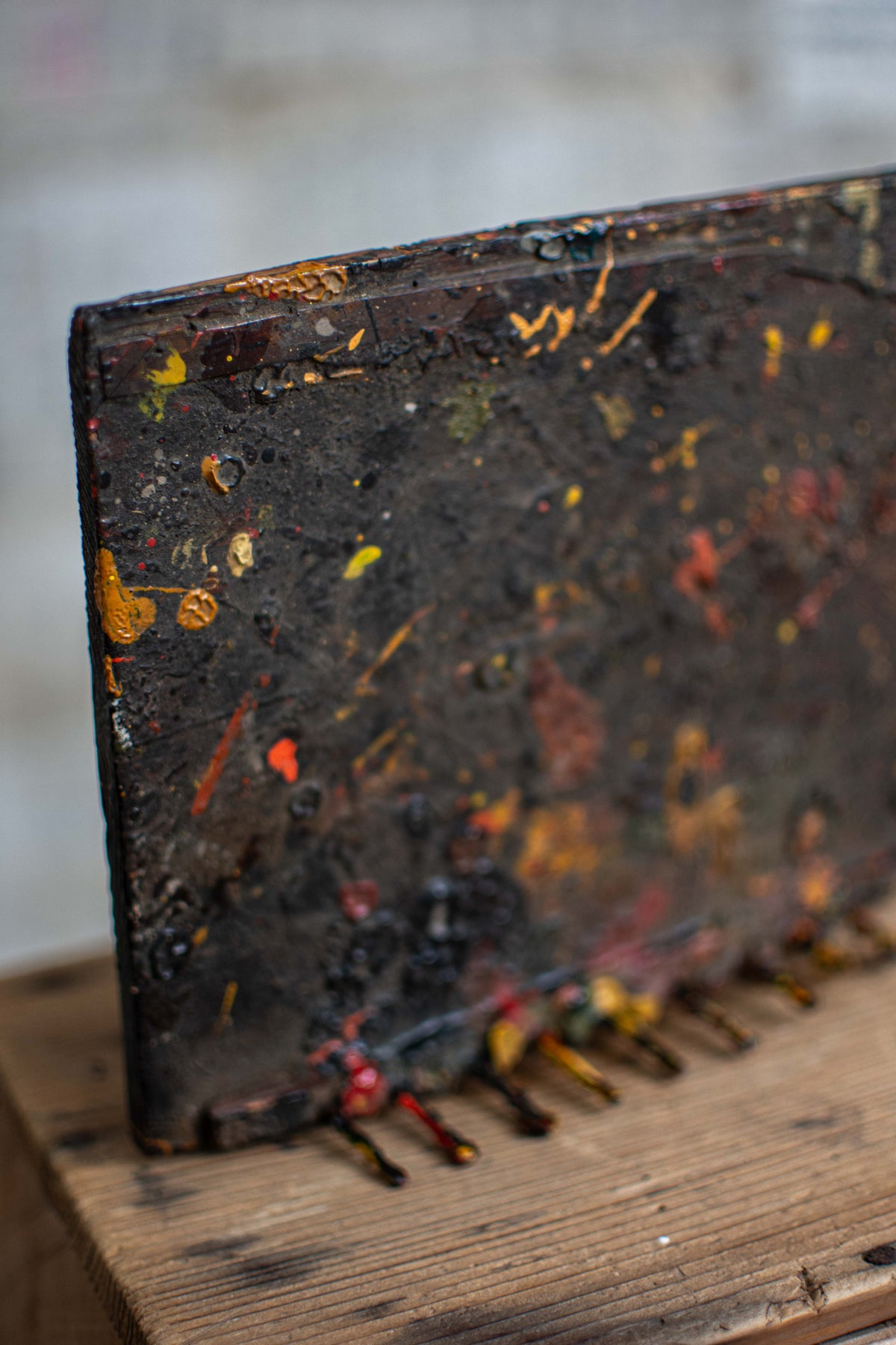 SPECIAL! Antique Meiji-Era Urushi Lacquer Artisan's Mixing Board (Urushi-Bana)