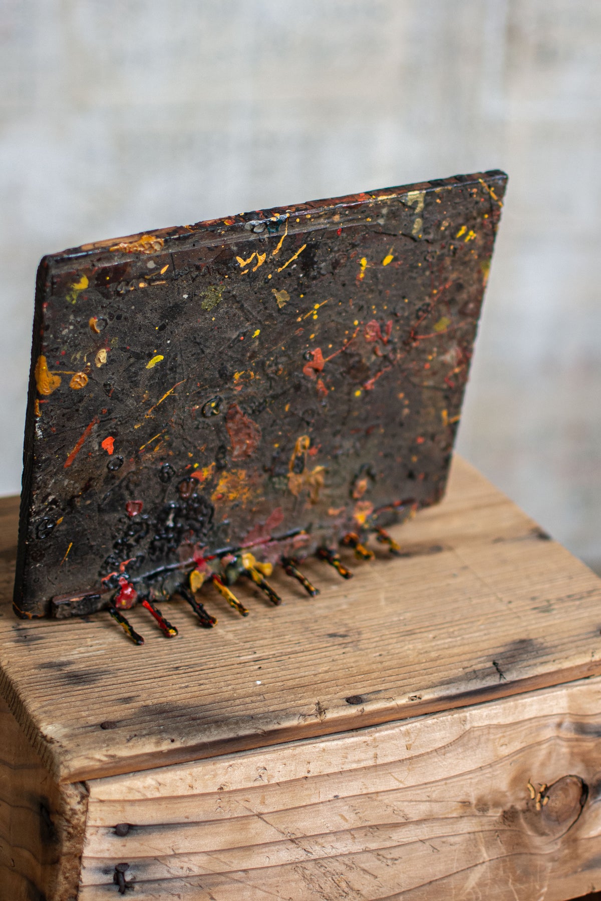 SPECIAL! Antique Meiji-Era Urushi Lacquer Artisan's Mixing Board (Urushi-Bana)