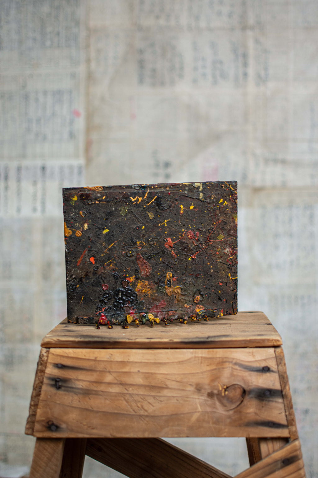 SPECIAL! Antique Meiji-Era Urushi Lacquer Artisan's Mixing Board (Urushi-Bana)