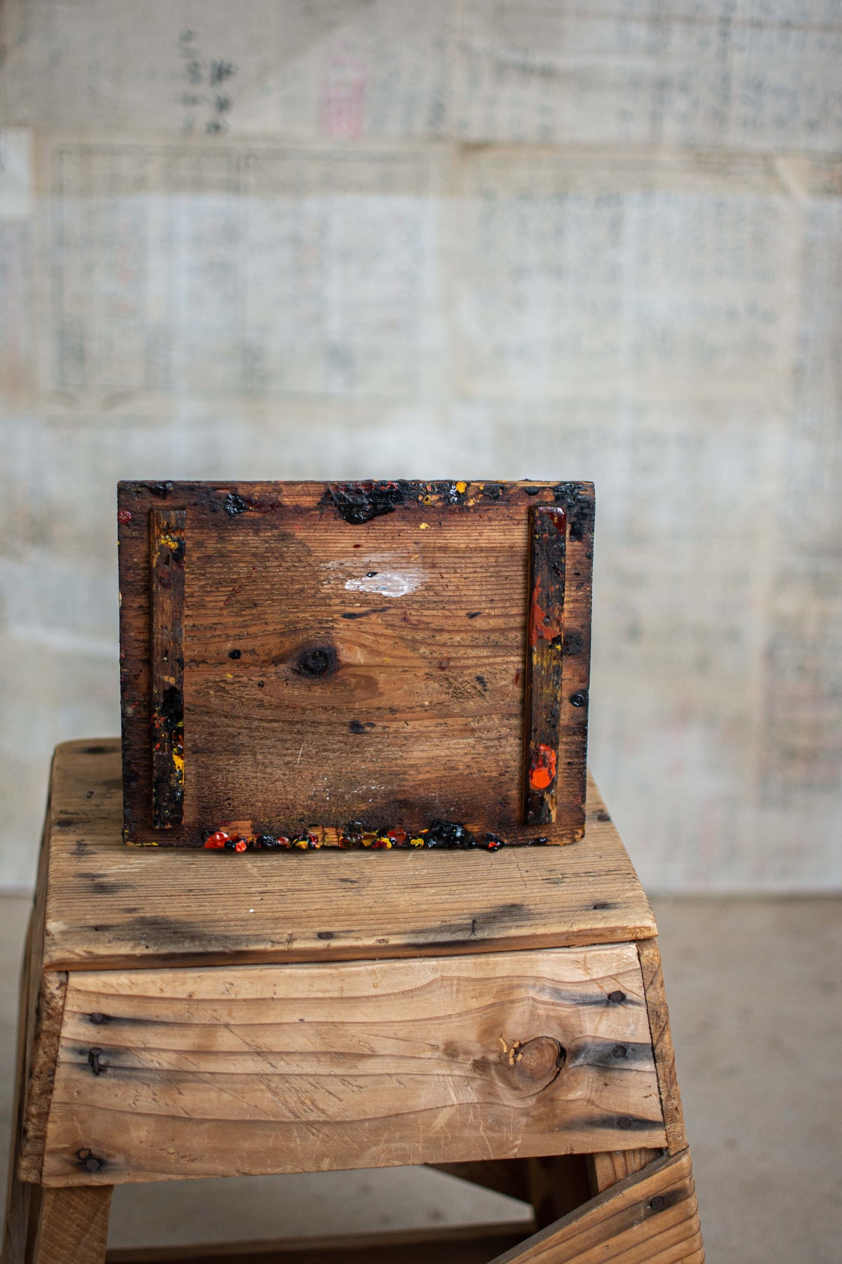 SPECIAL! Antique Meiji-Era Urushi Lacquer Artisan's Mixing Board (Urushi-Bana)