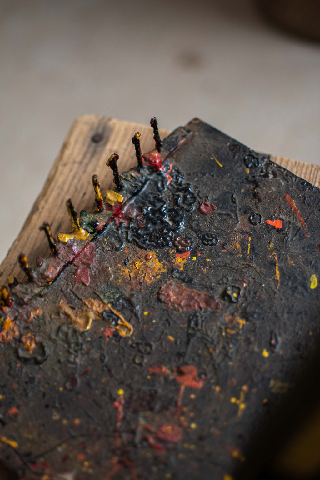 SPECIAL! Antique Meiji-Era Urushi Lacquer Artisan's Mixing Board (Urushi-Bana)