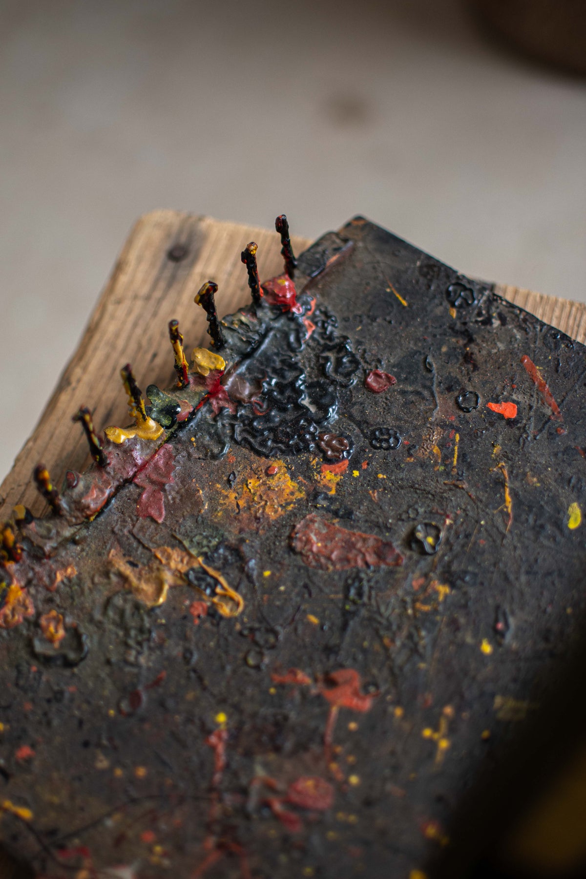 SPECIAL! Antique Meiji-Era Urushi Lacquer Artisan's Mixing Board (Urushi-Bana)
