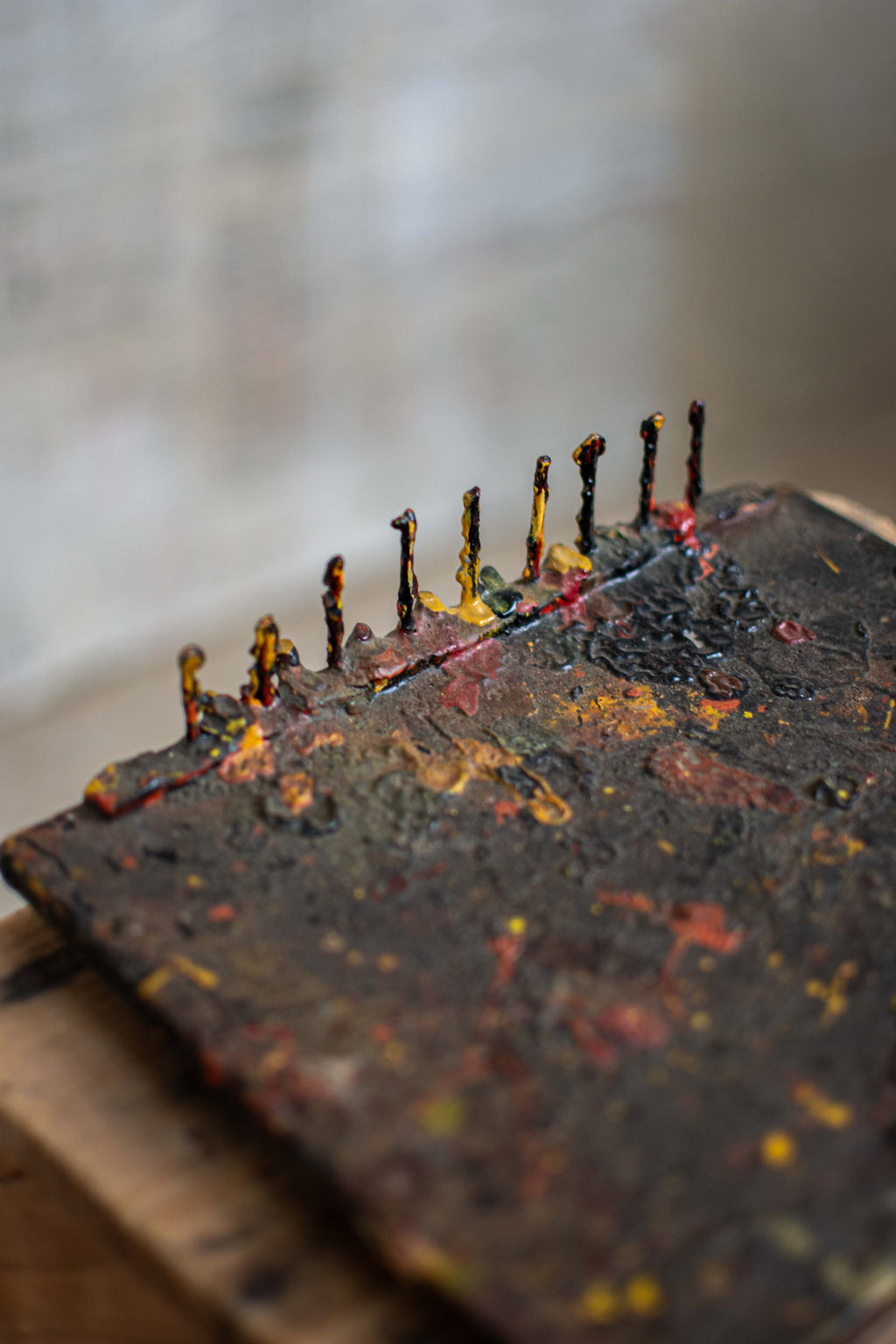 SPECIAL! Antique Meiji-Era Urushi Lacquer Artisan's Mixing Board (Urushi-Bana)