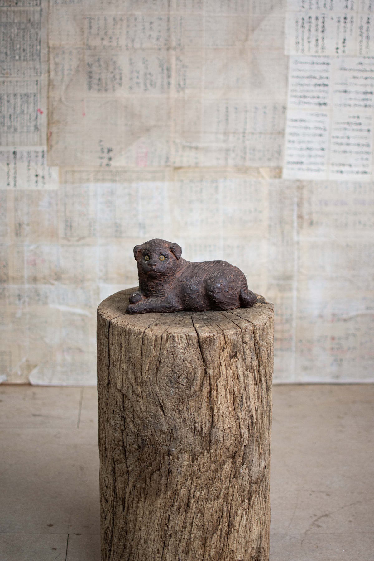 Studio Pottery Reclining Dog Figurine