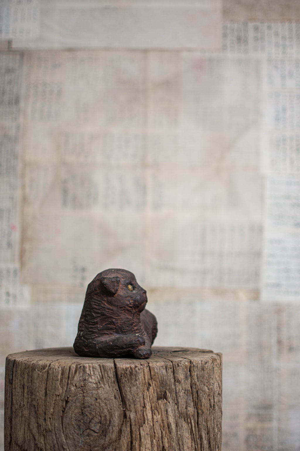 Studio Pottery Reclining Dog Figurine